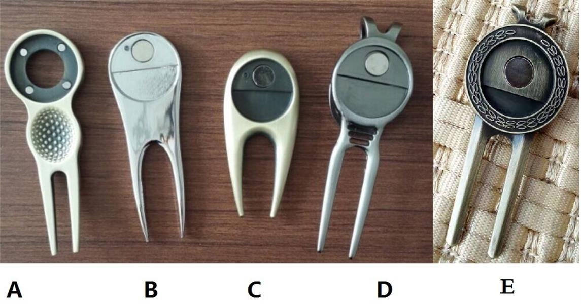 Custom golf divot tool with some blank models