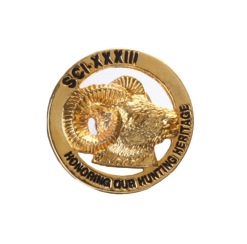 Custom pin 3D designs with shingy gold color plating Custom pin 3D engraved with enamel logo
