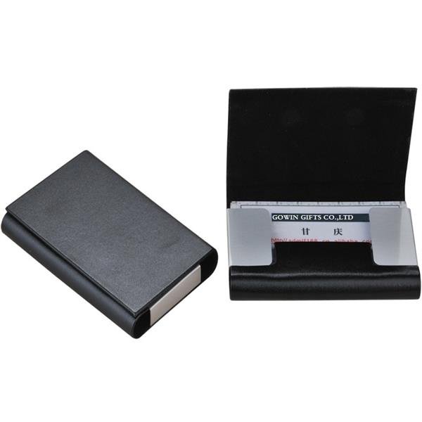 Exist model of leather name card case Stainless steel name card case with leather cover