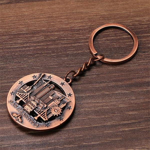 Custom old copper 3D building souvenir metal key chain Custom old copper 3D building souvenir metal key chain