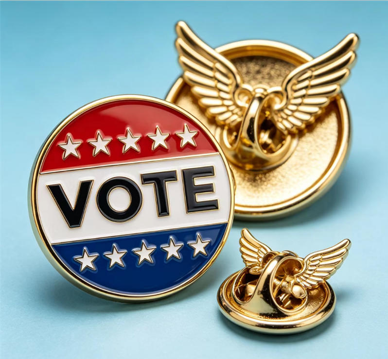 Custom gold metal vote enamel lapel pin