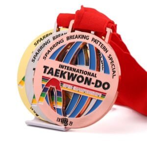 Custom gold metal taekwondo championship medals