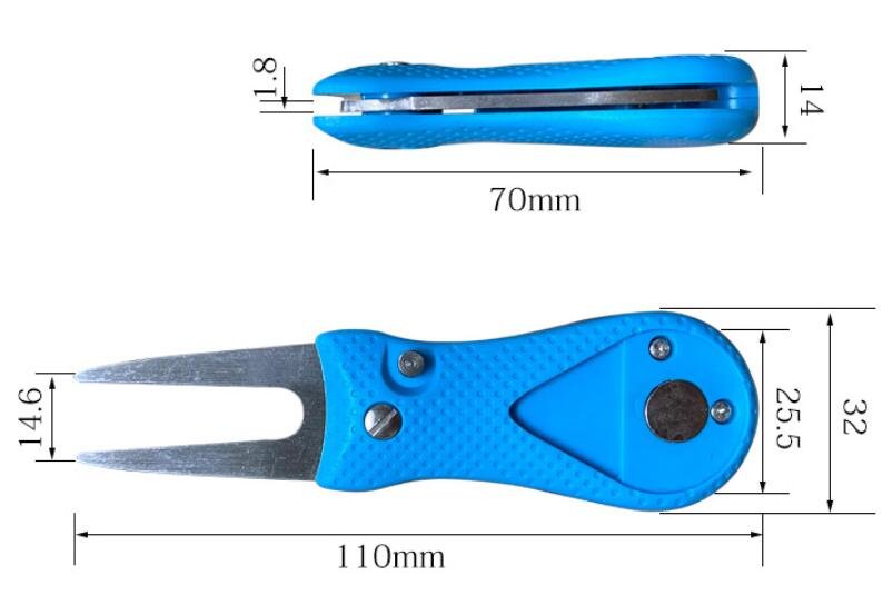Size detail of blank plastic golf divot tool