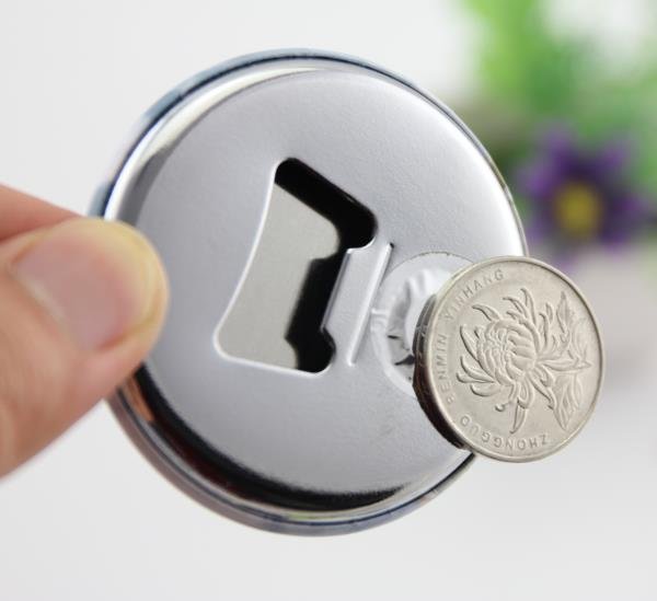 Strong magnet of Promotional Button bottle opener with custom logo printing 