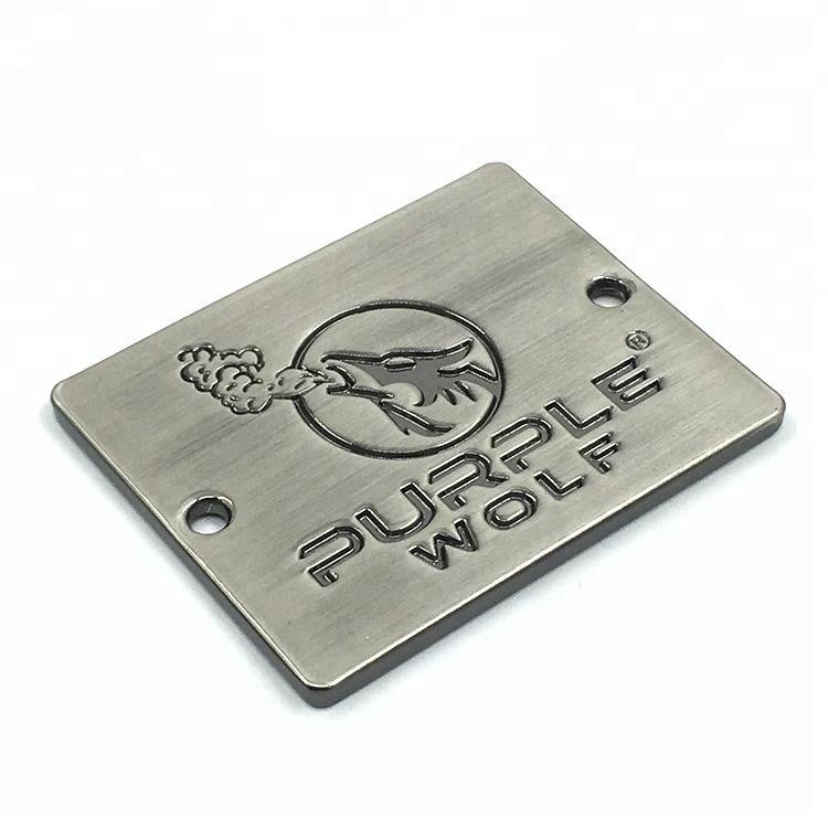 Custom metal furniture logo plates
