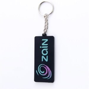 Rectangle custom logo soft PVC keychain