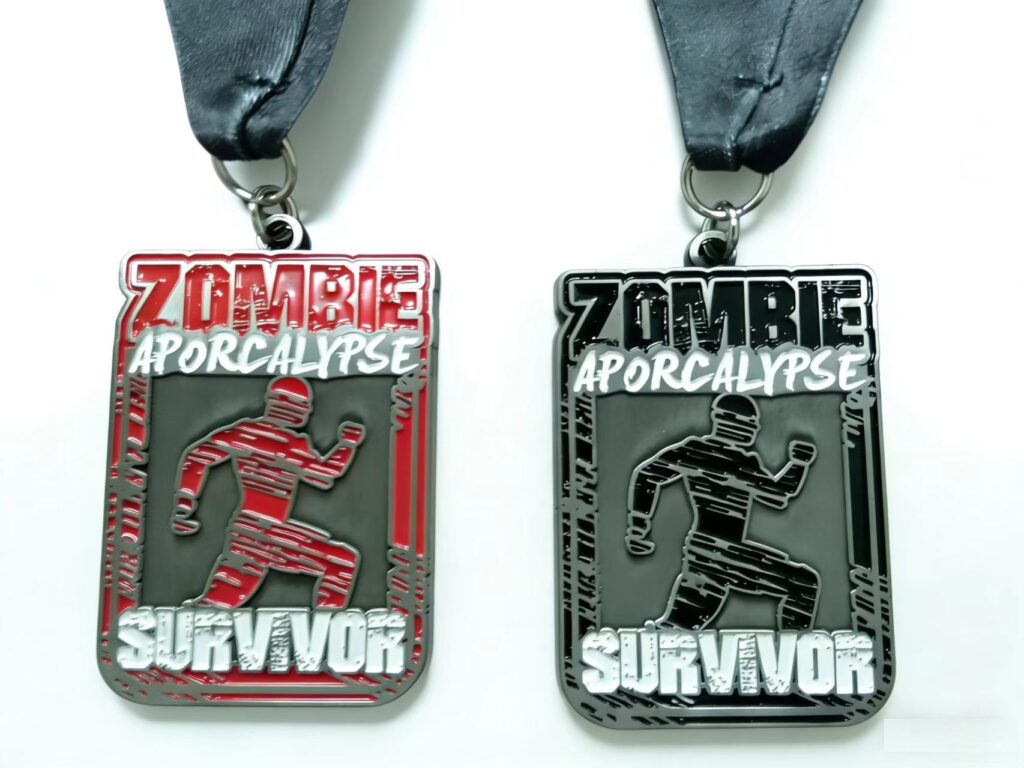 Zombie Apocalypse Medal with Red and Black Ribbon Finish
